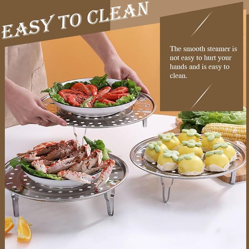 Stainless Steel Steaming Rack 2 Pcs Rustproof Food Steamer Tray Lightweight Kitchen Accessories - Image 3